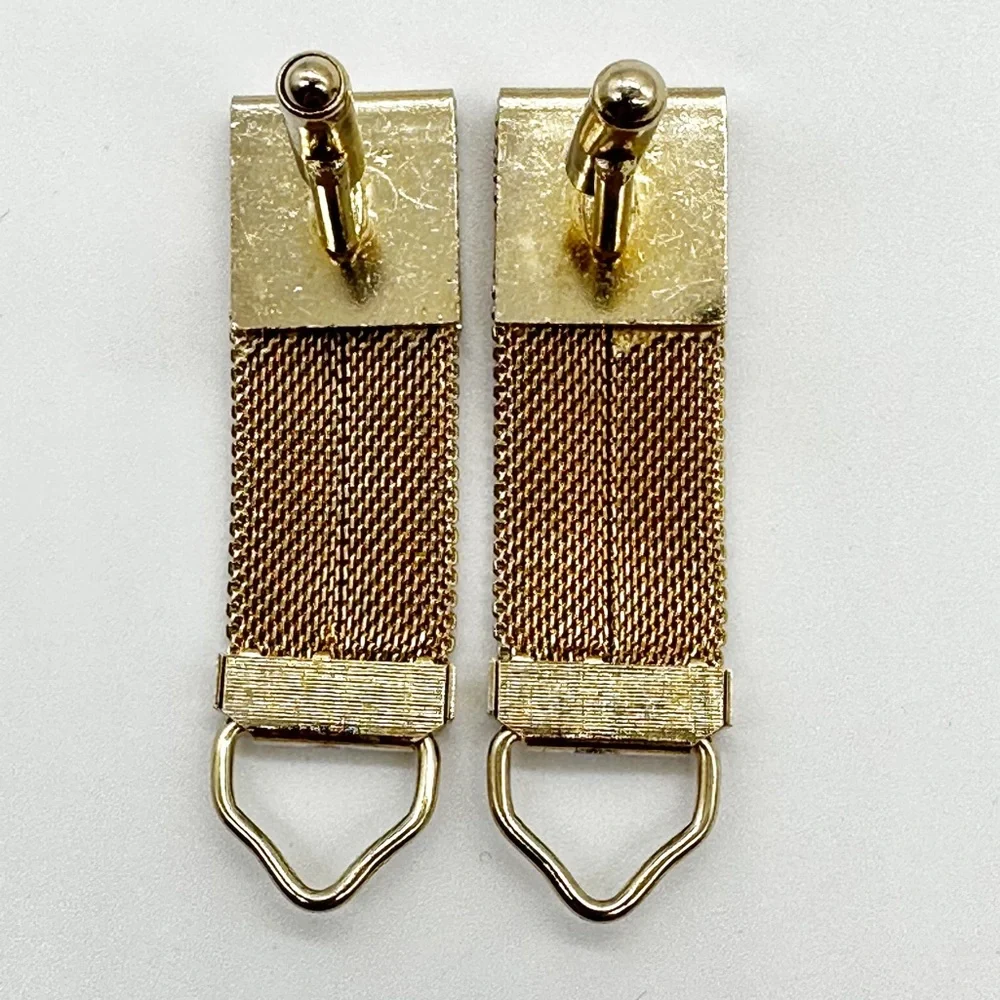 Vintage Swank Mesh & Brushed Gold Square Cufflinks